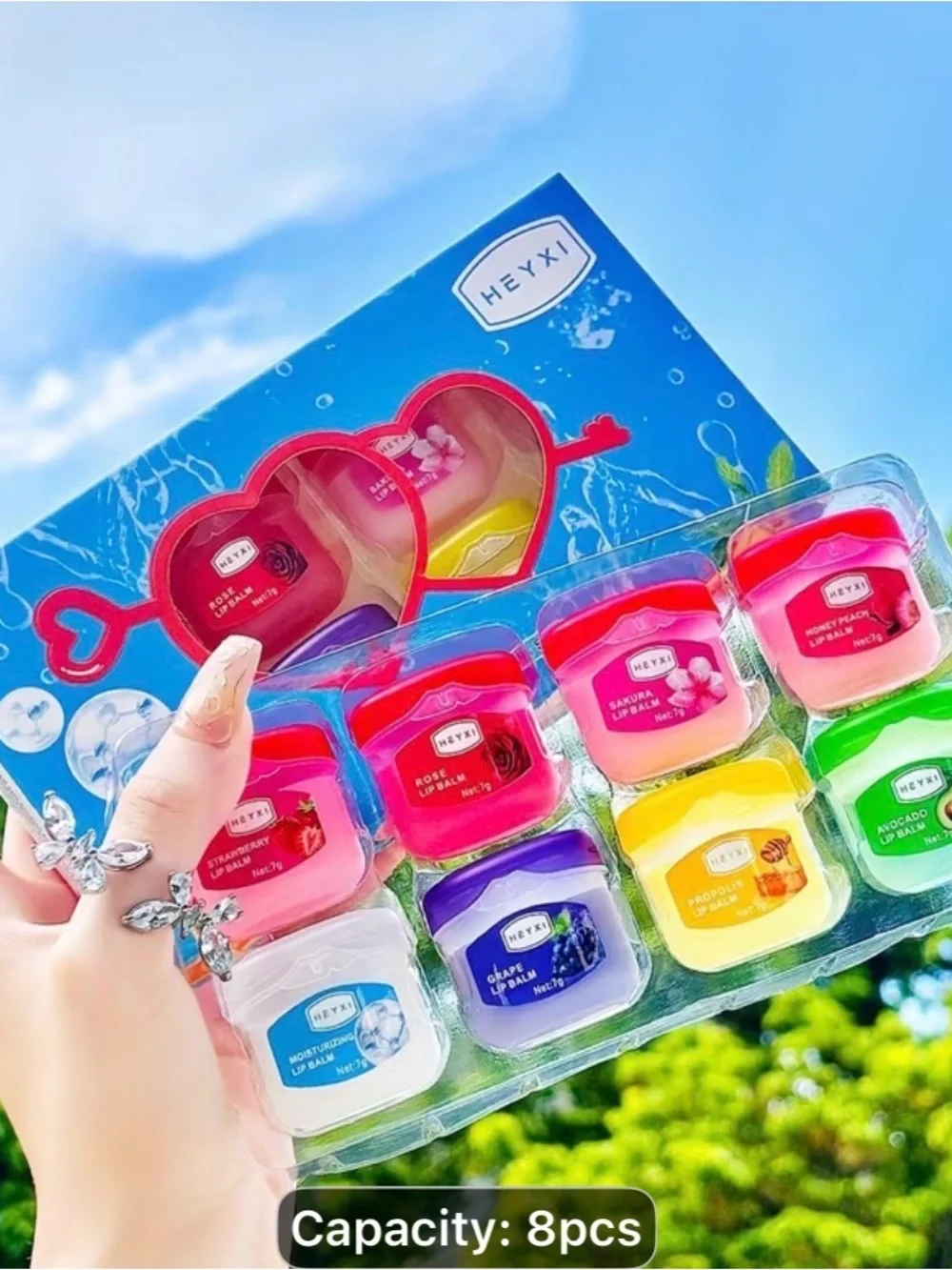 8Assorted Fruit & Floral Lip Balm. Anti-chapping mask for Smooth Lips